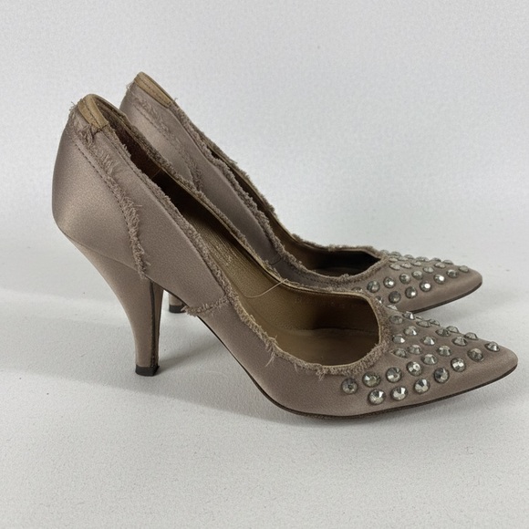 Pedro Garcia Shoes - Pedro Garcia Satin Raw-Edge Trim Pumps w/ Swarovski Studs size 7.5 (37.5 euro)